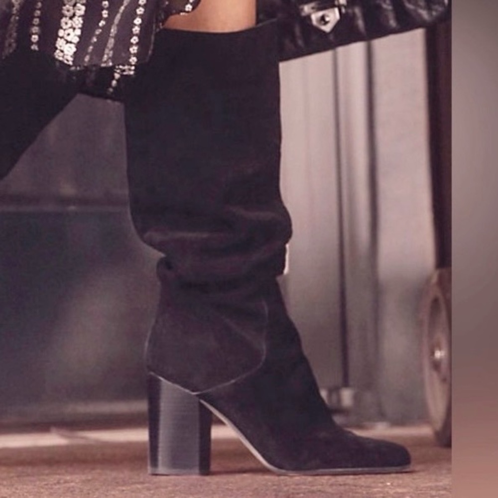 Michael Kors Black Slouch Leigh Boots Suede Slouch Tall Boots - Picture 3 of 12